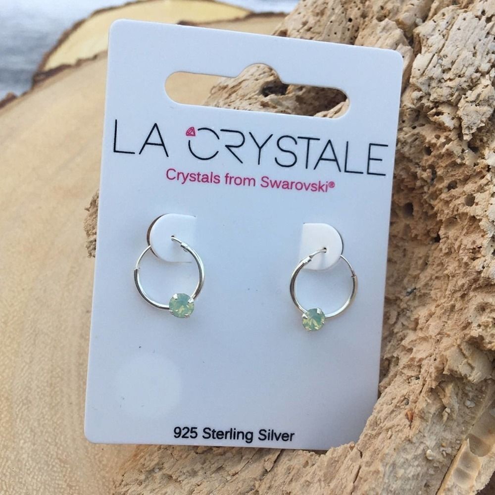Girls Swarovski Sterling Silver Hoop Earrings